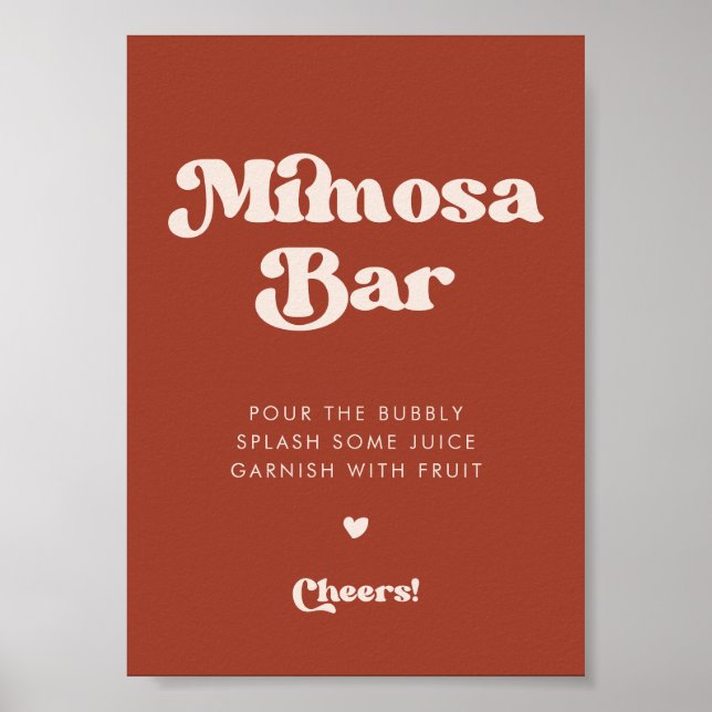 Stilvolles Retro Terracotta Wedding Mimosa Bar Poster (Vorne)