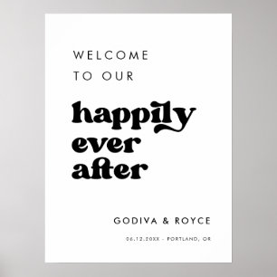 Stilvolles Retro Willkommen in unserem Happy End Poster