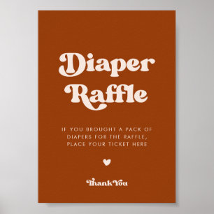 Stilvolles Retro-Zeichen Burnt Orange Diaper Raffl Poster