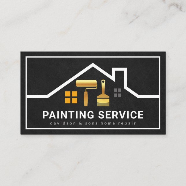 Stilvolles Rooftop Gebäude Rahmen Gold Brush Visitenkarte (Vorderseite)