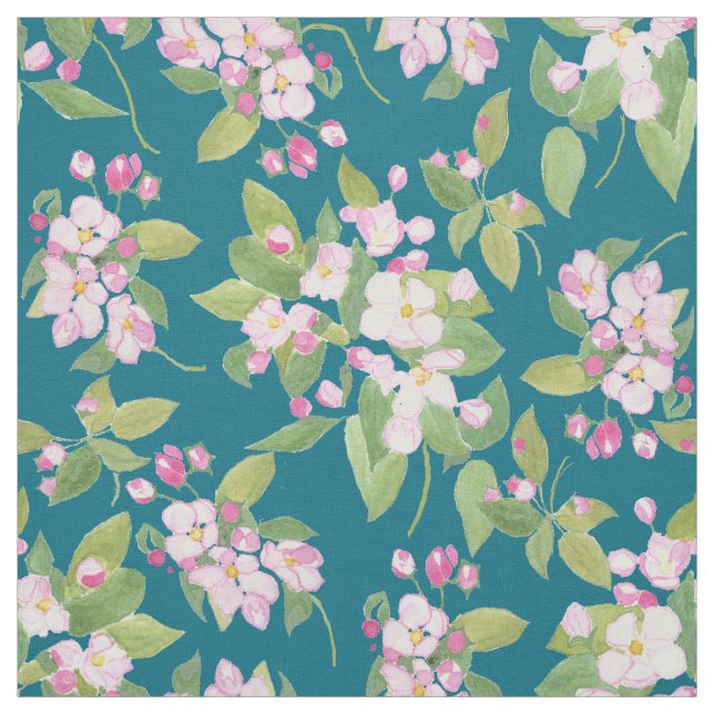 Stilvolles rosa Apple blühen Muster auf Stoff (Muster)