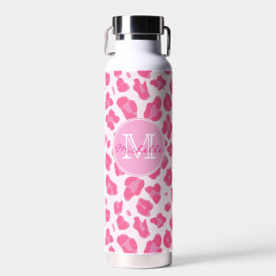 Stilvolles Rosa auf rosa Leoparden drucken   Monog Trinkflasche