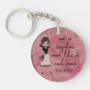 Stilvolles rosa florales Muttertags-Cute ‘Cool Mom Schlüsselanhänger