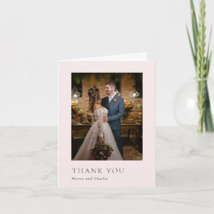 Stilvolles rosa Foto Moderne Hochzeit Dankeskarte
