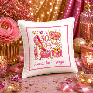 Stilvolles rosa Glitter-Confetti 30. Geburtstagski Kissen