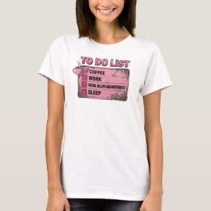Stilvolles Rosa KAFFEE ARBEIT TRUE CRIME T-Shirt