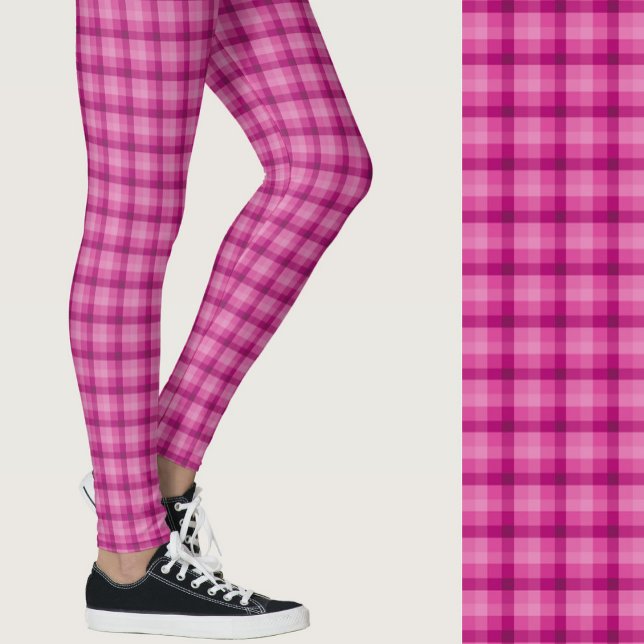 Stilvolles rosa kariertes geometrisches Muster Leggings (Von Creator hochgeladen)