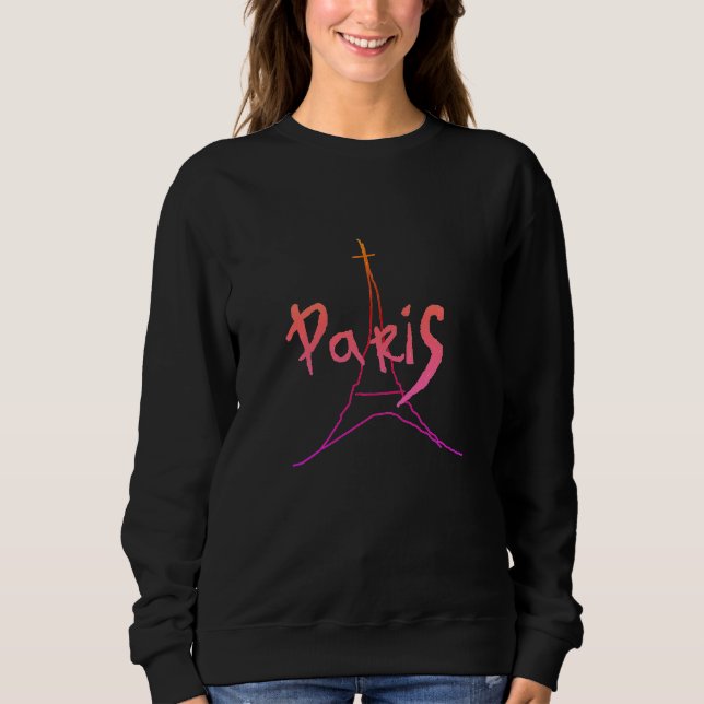 Stilvolles rosa/lila Paris-Sweatshirt Sweatshirt (Vorderseite)