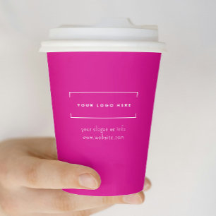 Stilvolles, rosa minimalistisches Geschäftslogo Pappbecher
