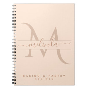 Stilvolles rosa Monogramm mit individuellem Text f Notizblock