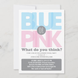 Stilvolles Rosa oder Blue Baby Gender Reveal Party Einladung
