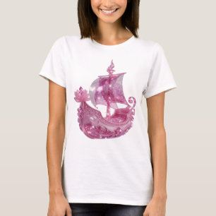 Stilvolles Rosa PINK GLITZER SCHIFF Tragbare Kunst T-Shirt
