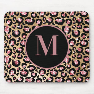 Stilvolles Rosa Schwarz Cheetah Leopard Druck Mono Mousepad