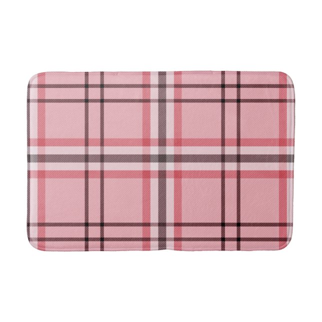 Stilvolles Rosa- und Grau-Karomuster Badematte (Vorderseite)