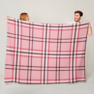 Stilvolles Rosa- und Grau-Karomuster Fleecedecke