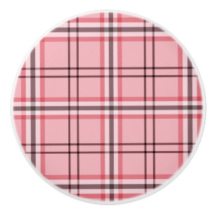 Stilvolles Rosa- und Grau-Karomuster Keramikknauf