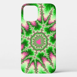 Stilvolles rosa und grünes Fraktal Case-Mate iPhone Hülle