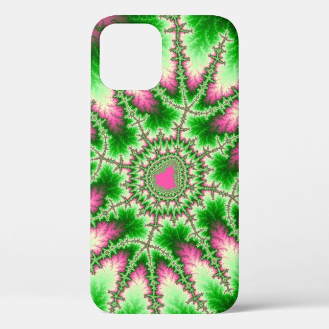 Stilvolles rosa und grünes Fraktal Case-Mate iPhone Hülle (Rückseite)
