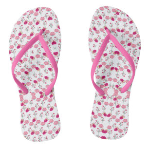 Stilvolles rosa und rotes Blumenmuster Flip Flops