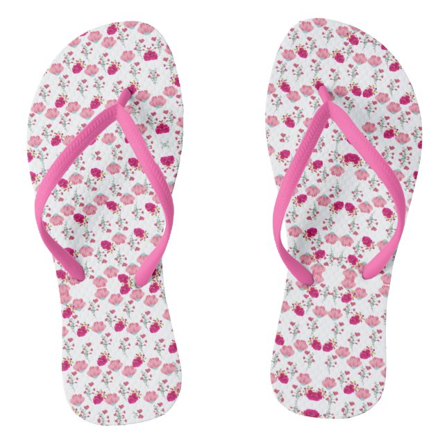 Stilvolles rosa und rotes Blumenmuster Flip Flops (Fußbett)