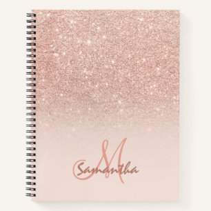 Stilvolles Rose-Gold ombre rosa Blockmonogramm Notizbuch