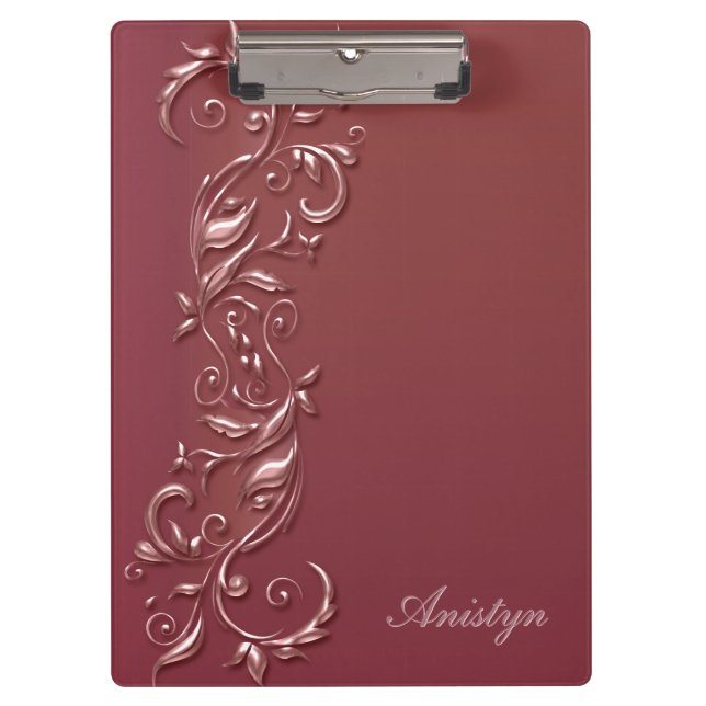 Stilvolles Roségold-Ornament-Design Klemmbrett (Vorderseite)