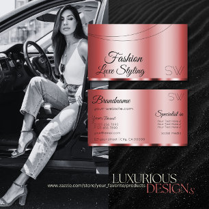 Stilvolles Rot Glamour mit Monogram Beruflich Visitenkarte