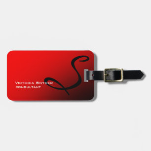 Stilvolles Rot-Schwarzes Monogramm Professional Gepäckanhänger