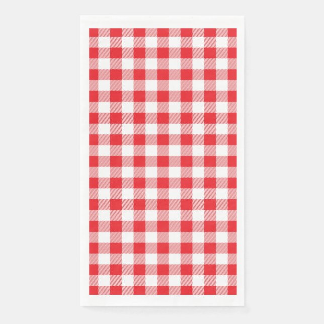 Stilvolles Rot und Weißes Schachbrettmuster Napkin Serviette (Vorderseite)