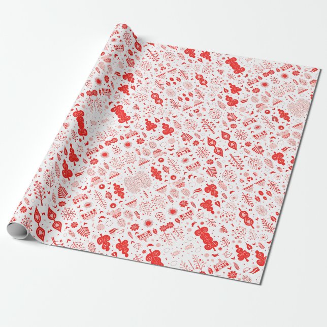 Stilvolles Rot-Weiß-Papier Geschenkpapier (Ungerollt)