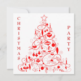 Stilvolles Rot-Weiß-Weihnachts-Party Einladung