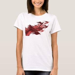 Stilvolles rotes abstraktes Vogelkunst-Design T-Shirt