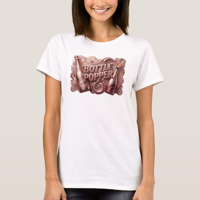 Stilvolles rotes Flaschenöffner-Textdesign T-Shirt (Vorderseite)