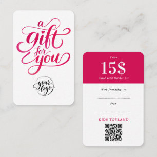 Stilvolles rotes Geschenkrabatt-Gutschein-QR-Code- Rabattkarte