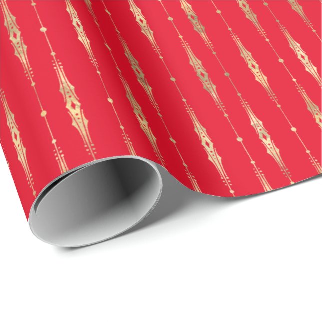 Stilvolles rotes Gold-Musterpapier Geschenkpapier (Rolleneckpunkt)