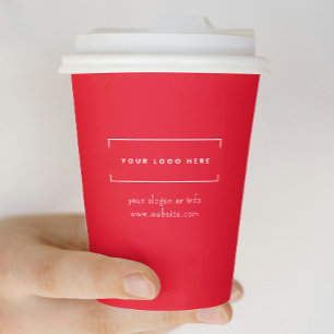 Stilvolles rotes minimalistisches Geschäftslogo Un Pappbecher