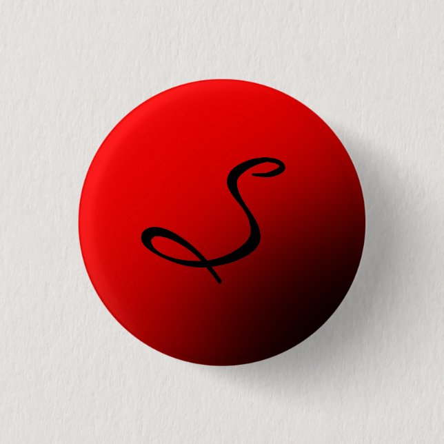 Stilvolles rotes schwarzes Monogramm Initial Profe Button (Vorderseite)