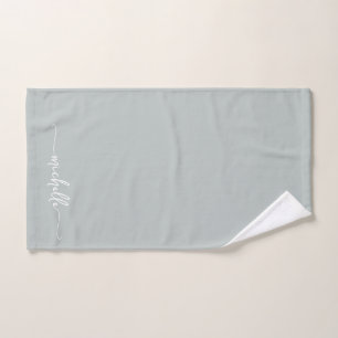 Stilvolles Salbeigrünes Monogramm Namensschriftzug Handtuch