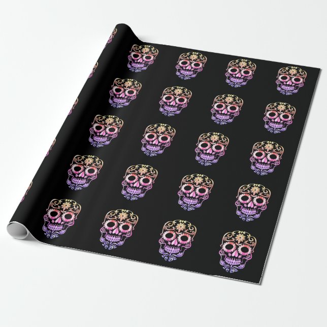 Stilvolles Schädelpapier Geschenkpapier (Ungerollt)