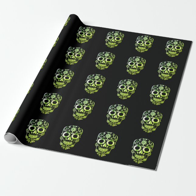 Stilvolles Schädelpapier Geschenkpapier (Ungerollt)
