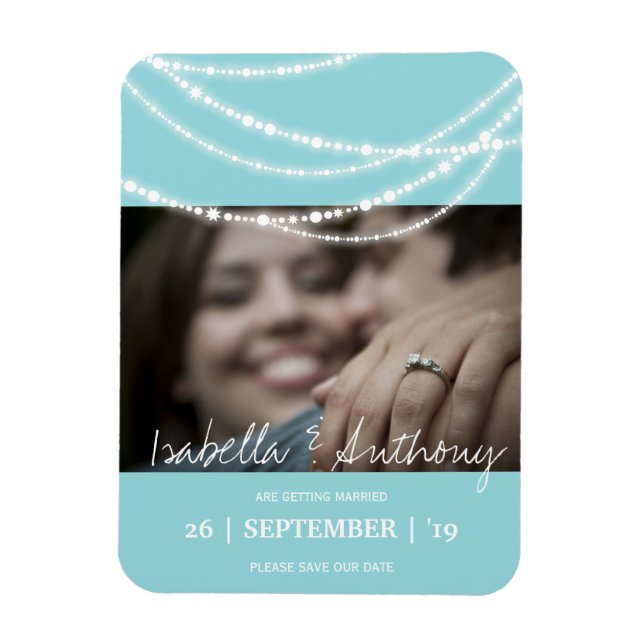 Stilvolles, schick funkelndes Foto Save the Date Magnet (Vertikal)