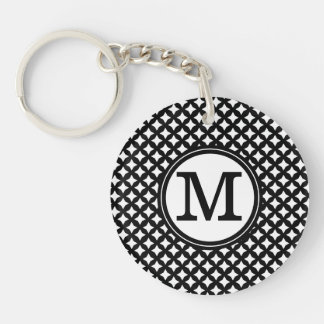 Stilvolles schickes Schwarzweiss-Monogrammmuster Schlüsselanhänger
