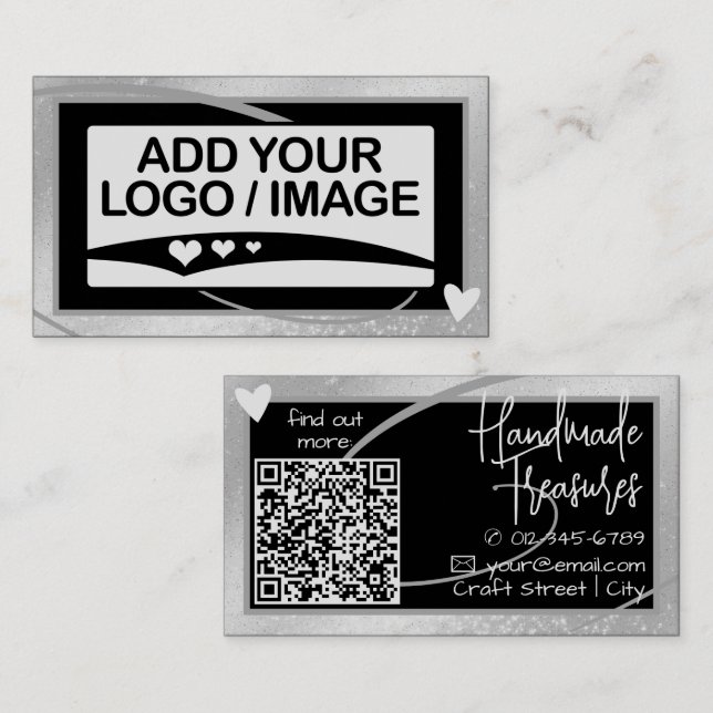 Stilvolles, schimmliges Silber Frame Niedliches He Visitenkarte (Vorne/Hinten)