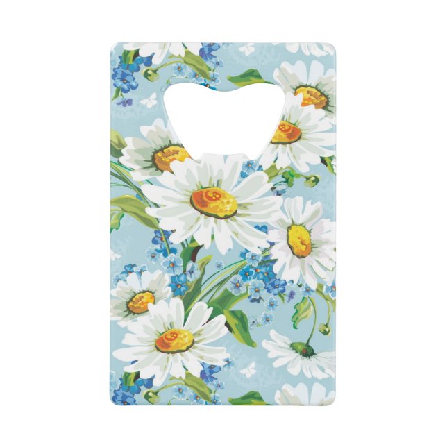 Stilvolles schönes helles Blumenmuster 2 Geldkarten Flaschenöffner (Vorderseite)