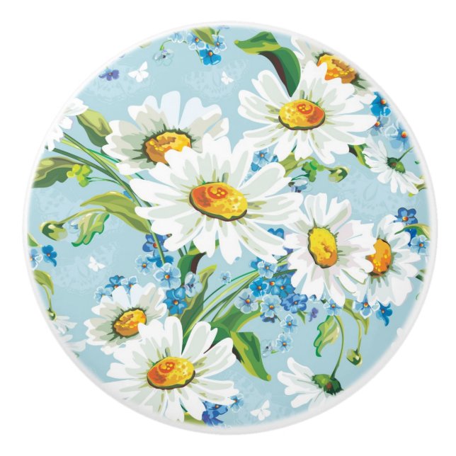 Stilvolles schönes helles Blumenmuster 2 Keramikknauf (Vorderseite)