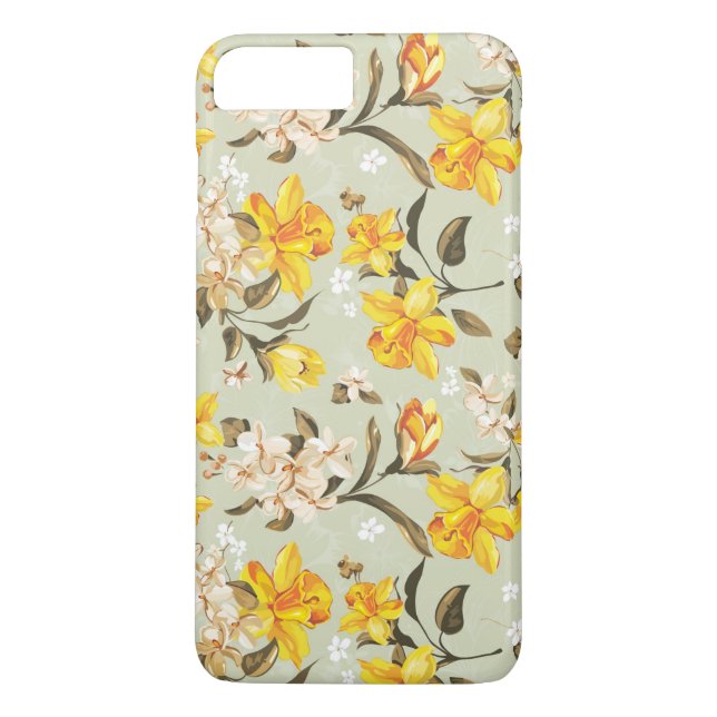 Stilvolles schönes helles Blumenmuster Case-Mate iPhone Hülle (Rückseite)