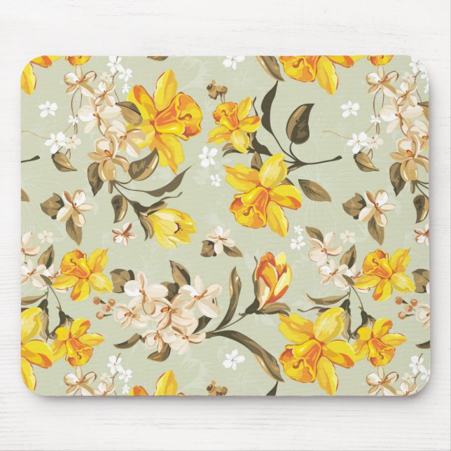 Stilvolles schönes helles Blumenmuster Mousepad (Vorne)