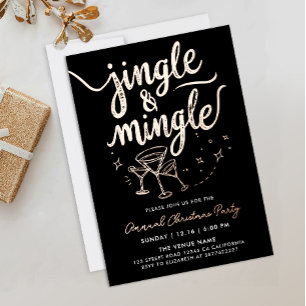 Stilvolles Schwarz Jingle And Mingle Cocktail Schr Folieneinladung