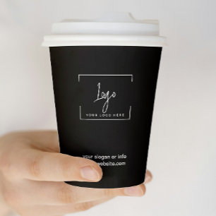 Stilvolles Schwarz-Minimalistisch-Business-Logo Pappbecher