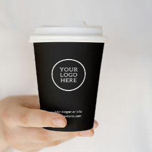 Stilvolles Schwarz-Minimalistisch-Business-Logo Pappbecher